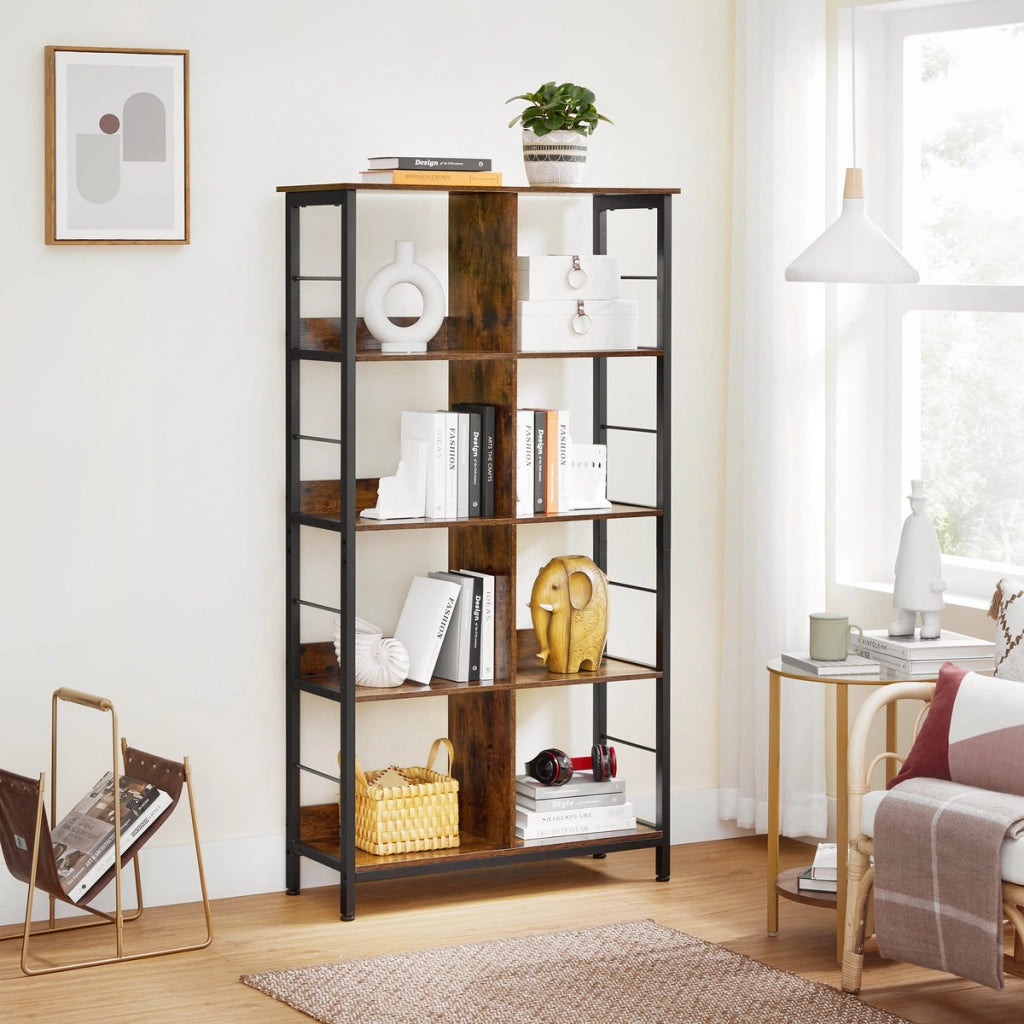 Libreria Industrial Loft in Legno Rovere Rustico e Metallo
