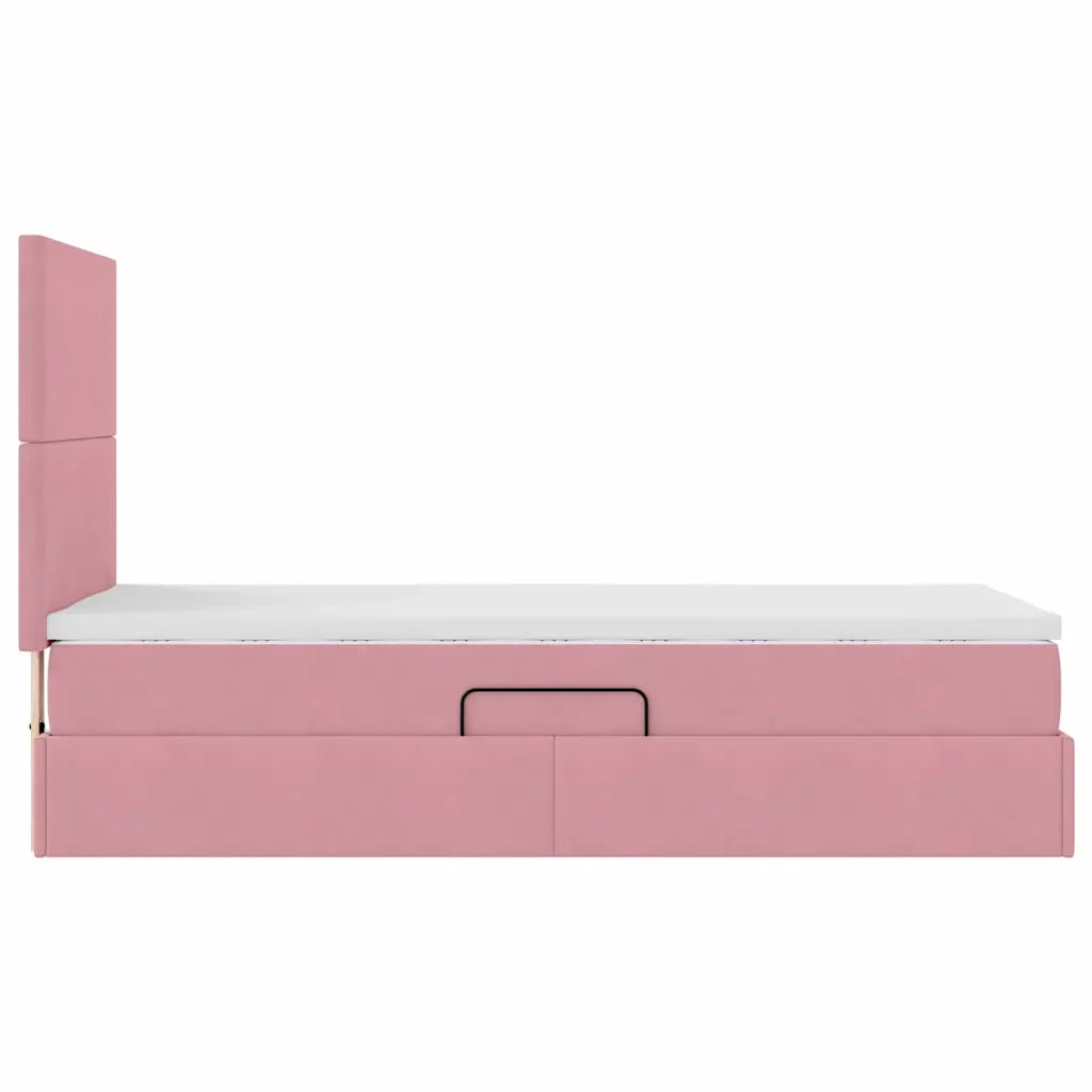 Letto con contenitore e materasso Rosa 90 x 200 cm Velluto 3371948