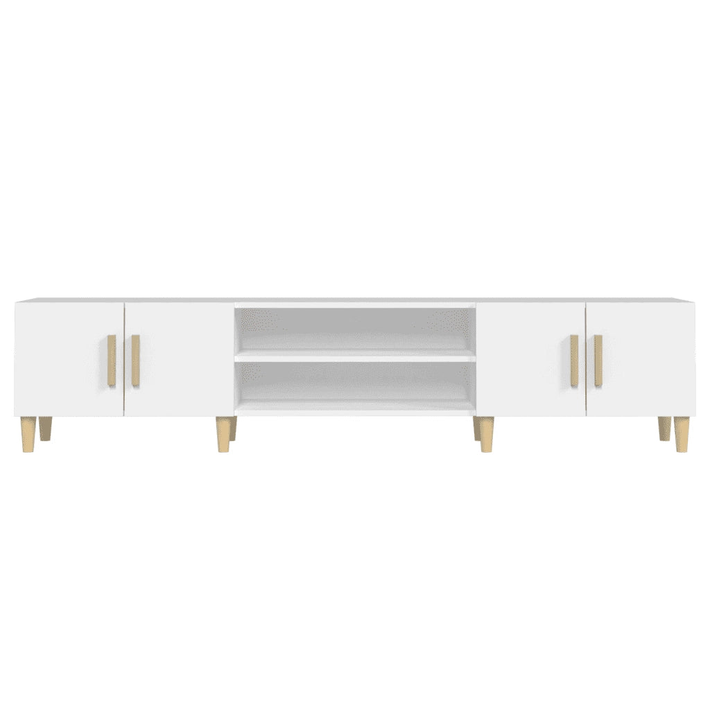 Mobile TV Bianco 180x31,5x40 cm in Legno Massello di Argilla