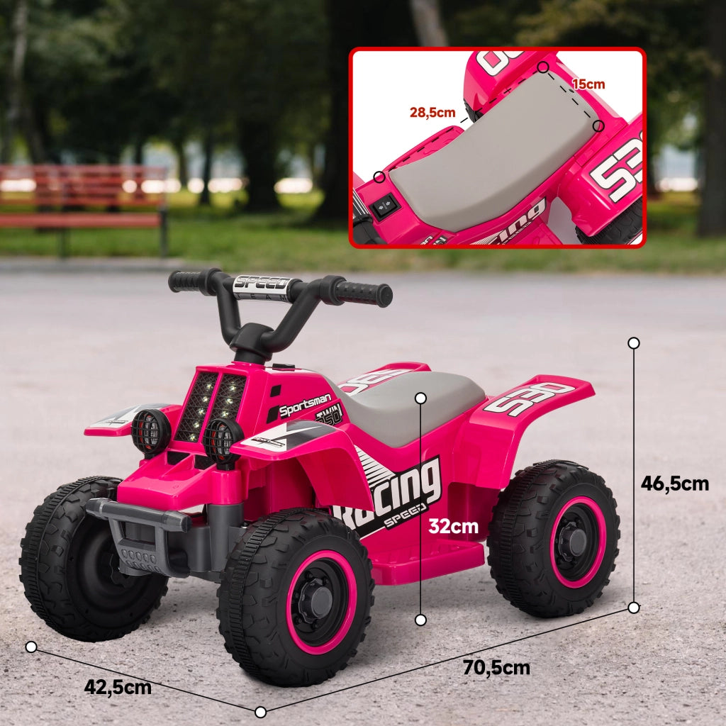 Quad Elettrico per Bambini ¨C Minimal ¨C Rosa, LED, 18-36 Mesi