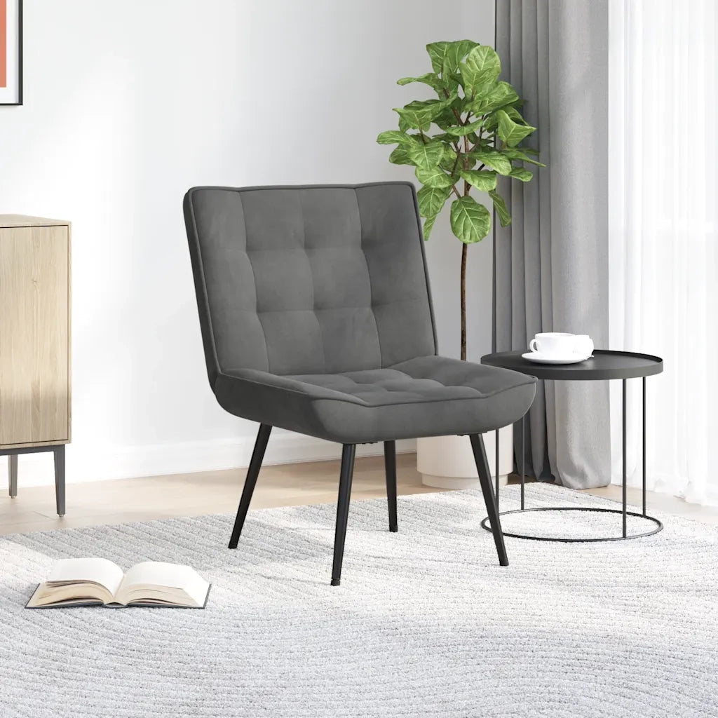 Sedia Relax 64x74x84 cm Grigio Scuro in Velluto 4012318