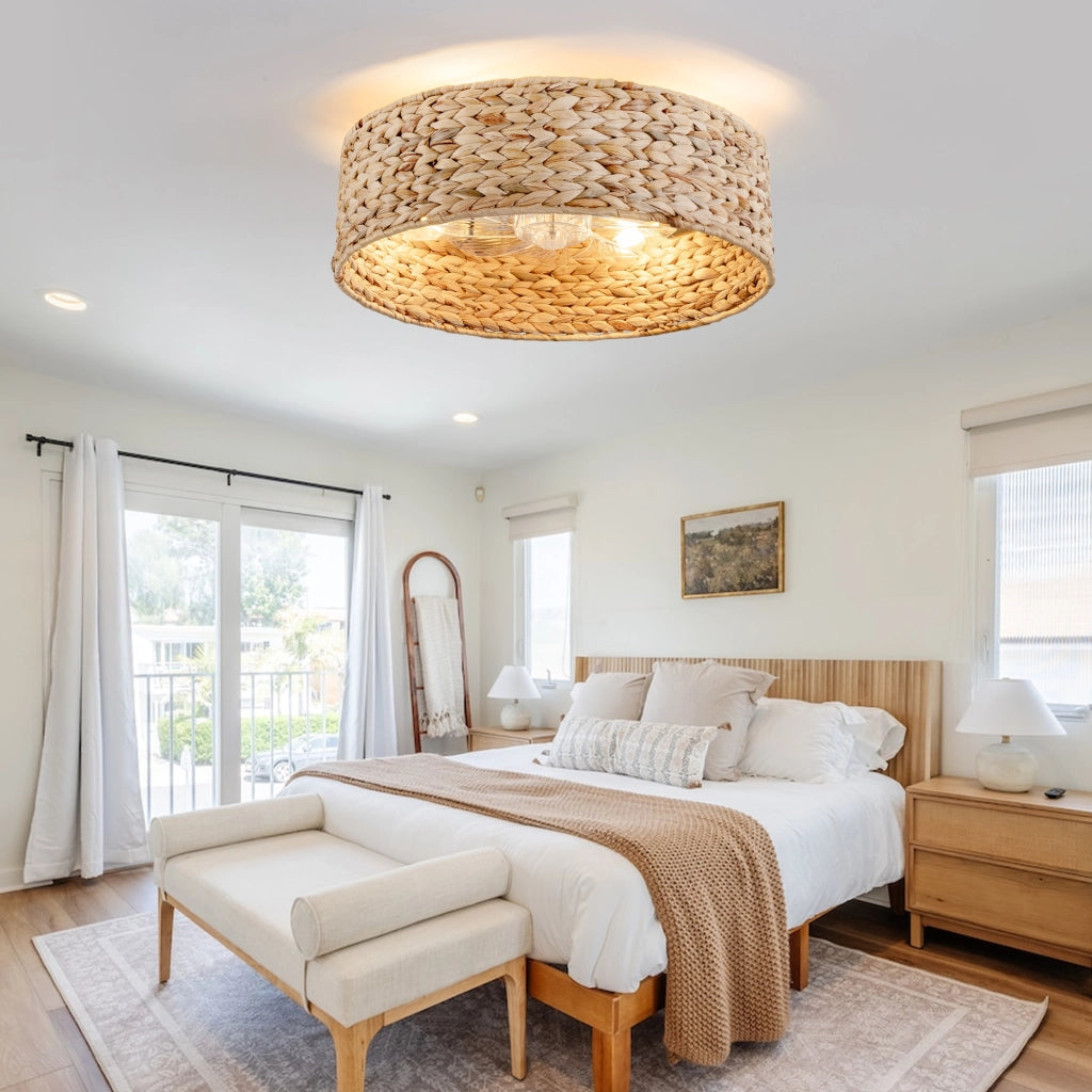 Ventilatore da soffitto con luce 4 portalampada E26 controllo Bluetooth e telecomando 6 velocità rame