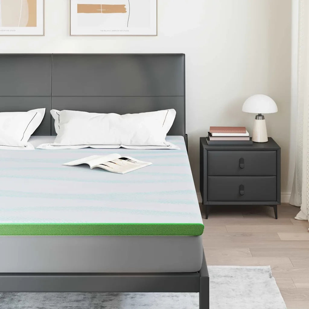 Topper per materasso Bianco e Verde 200 x 200 cm 4106175