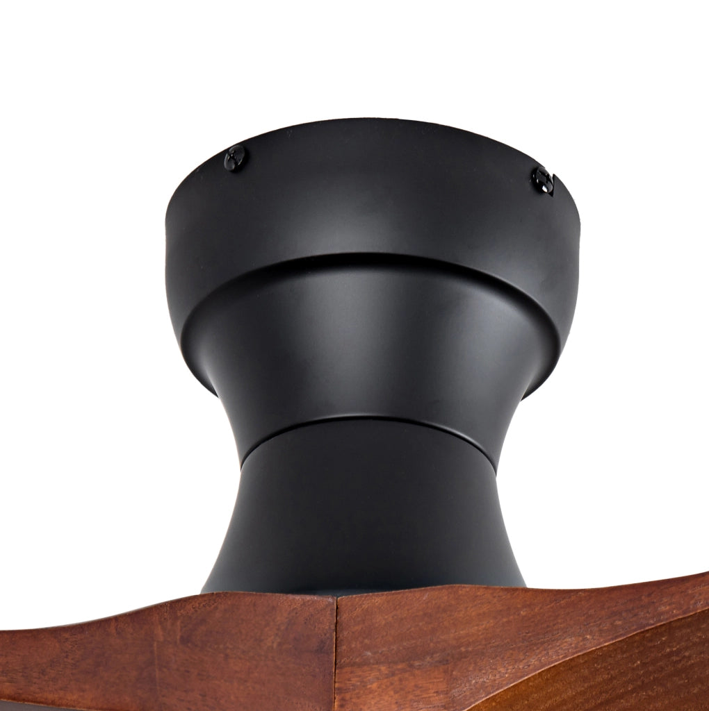 Ventilatore da soffitto 36" con pale in legno massello, illuminazione LED regolabile e telecomando, 6 velocità, rotazione avanti/indietro