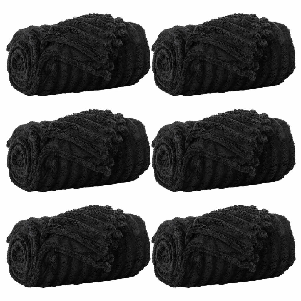 Coperte da Pile 6 pz Nero 270 x 240 cm Panno