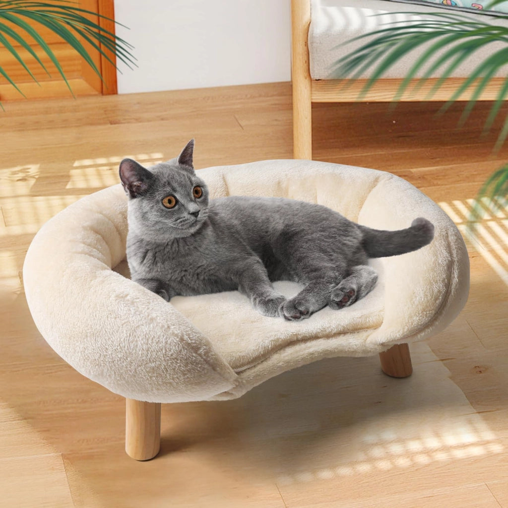 Divano per Gatti in Poliestere Beige Antiscivolo e Silenzioso 50 x 40 x 12.5 cm