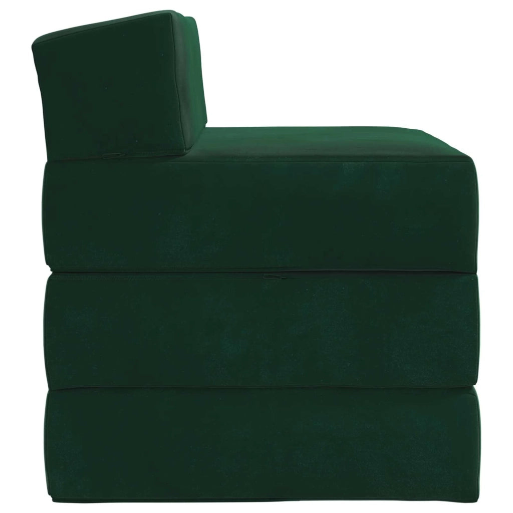 Divano Letto Pieghevole Verde Scuro 200 x 70 x 15 cm Velluto 900009