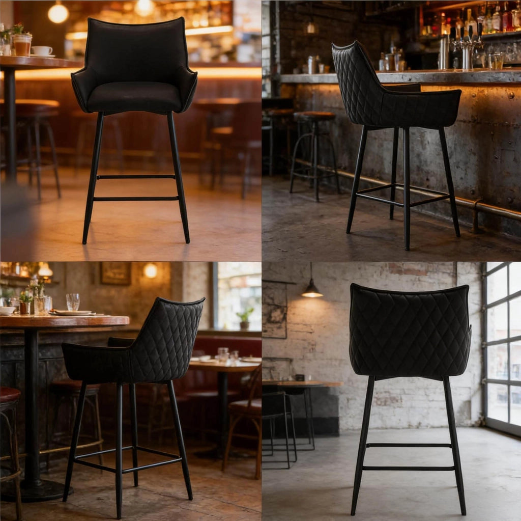 Set di 2 sgabelli da bar vintage in PU antracite