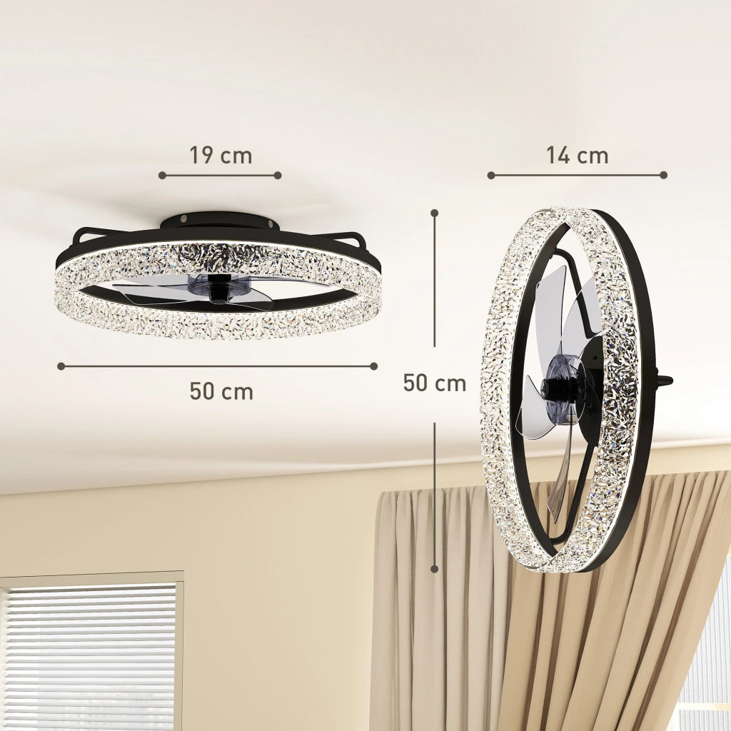 Ventilatore da Soffitto con Luce a LED Dimerizzabile e Telecomando ¨C Zephmum ¨C Nero