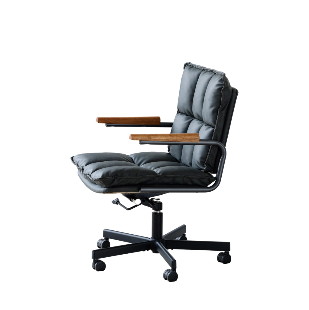 Sedia da ufficio ergonomica girevole regolabile in similpelle e metallo; nera