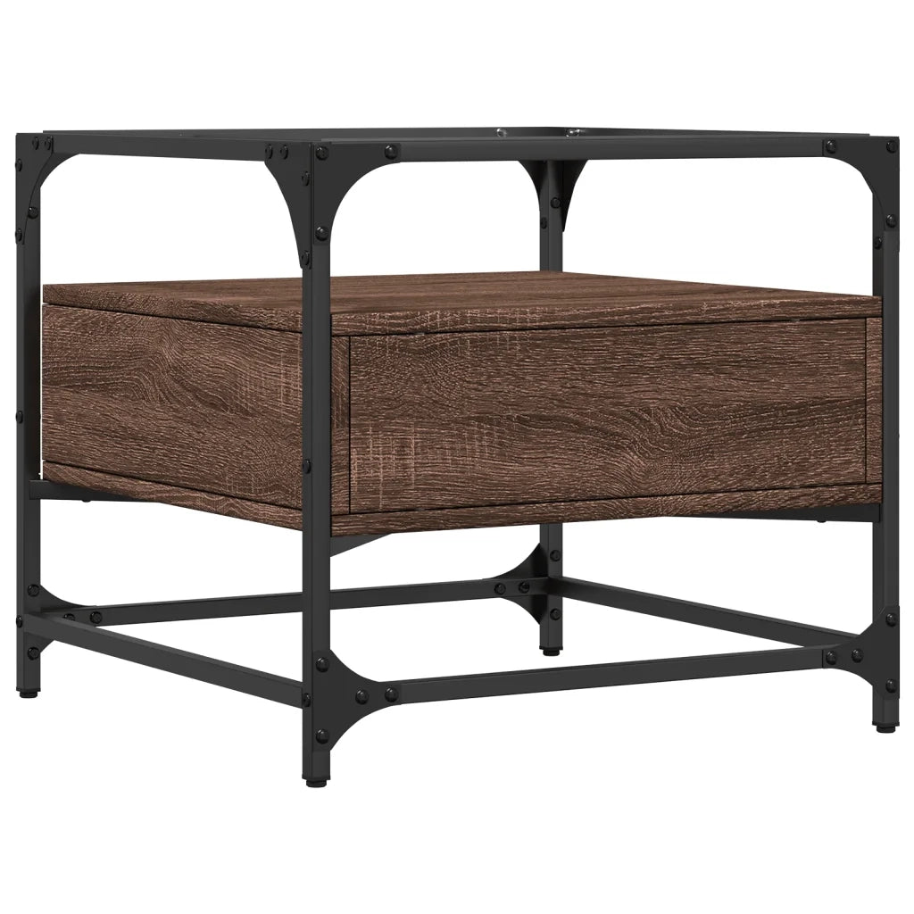 Tavolino Salotto con Ante in Vetro Rovere Marrone 50x50x45 cm 846053
