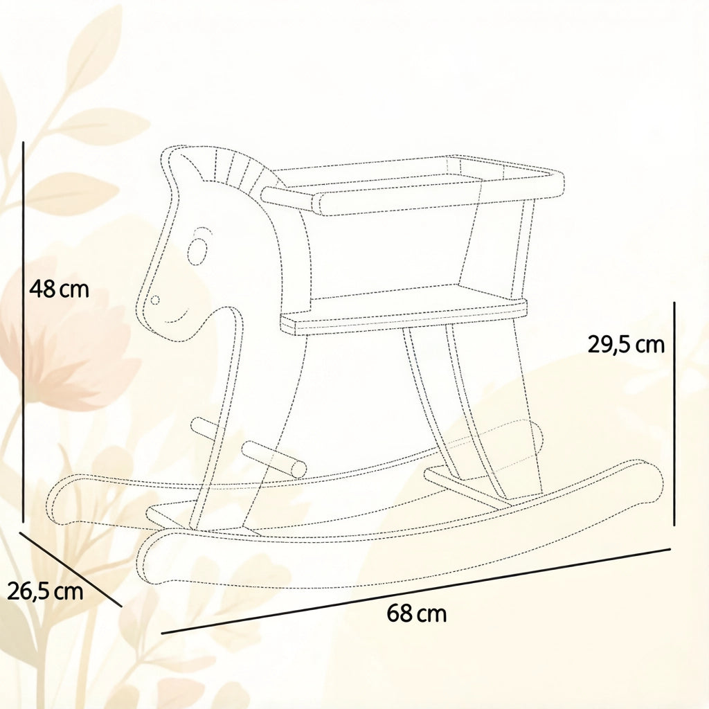 Cavallo a dondolo zebra in legno bianco con anello di sicurezza maniglie e poggiapiedi per bambini da 12 mesi