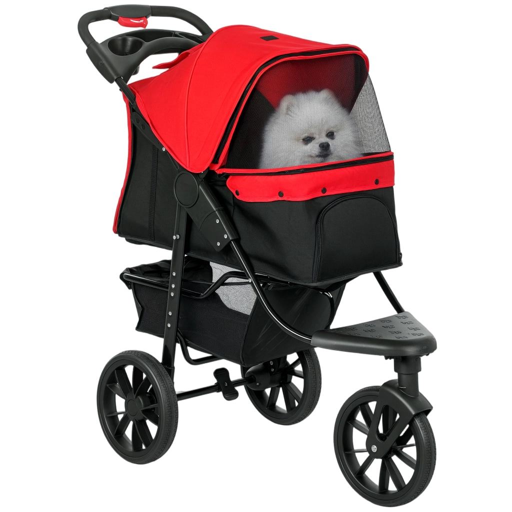 Carrello per cani pieghevole 3 ruote ¨C Minimal ¨C 109,5x57,5x106,5cm rosso