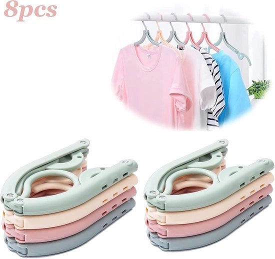 Kleerhangers opvougbili 8 pezzi - Kleerhanger opvougbile con antislip - Kleerhanger portatile per casa e viaggio - Spazia risparmia e comodo - Adatto per hotel, viaggi e campeggio - Disponibile in 4 colori.