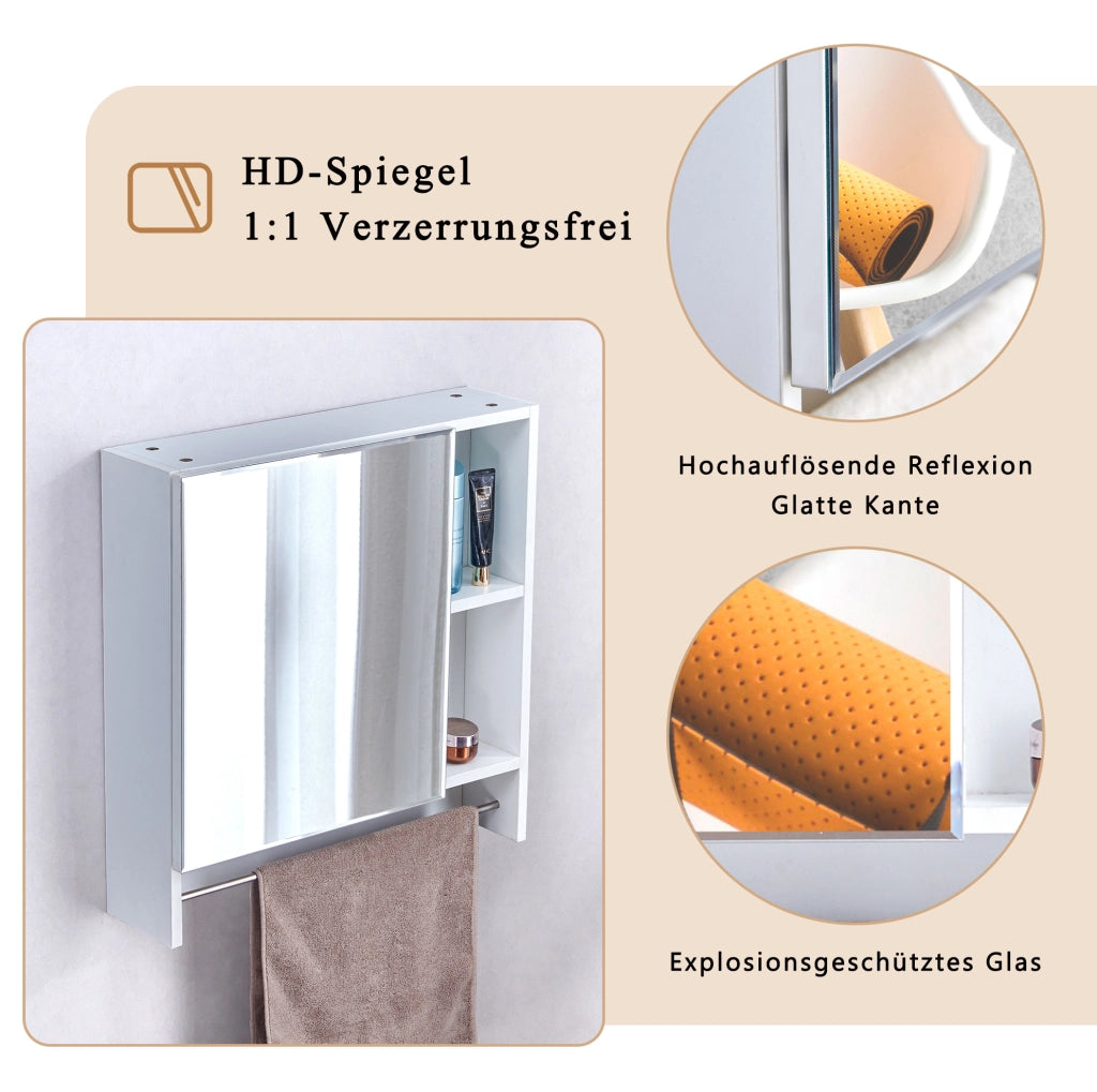 Specchiera da bagno bianca in MDF con vani a giorno