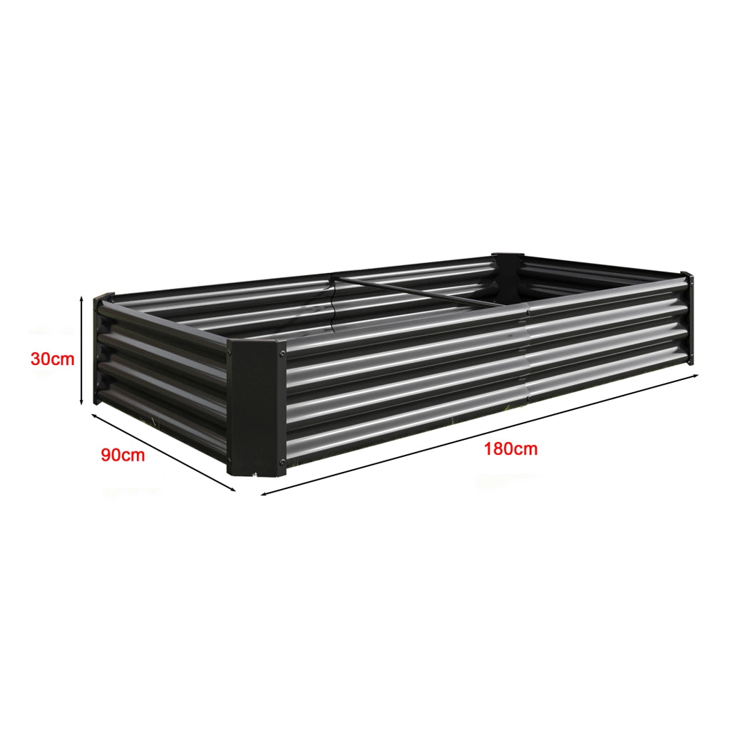 Hochbeet in metallo 180 x 91 x 30 cm, struttura zincata senza fondo, colore nero