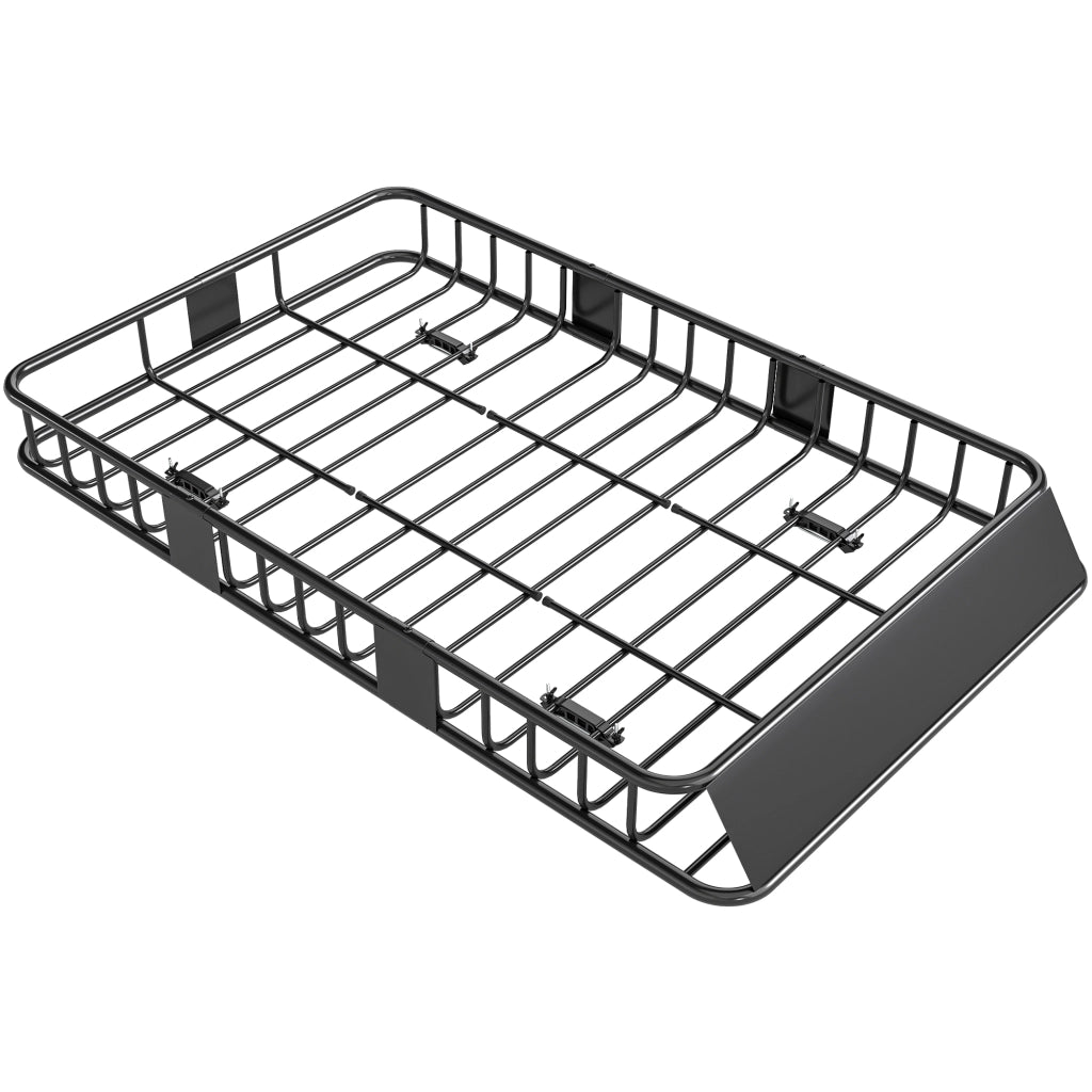 Cestello Portapacchi da Tetto per Auto in Metallo 162x99x16cm Portata 100 kg Portapacchi Universale Robusto Nero per Viaggi e Campeggio