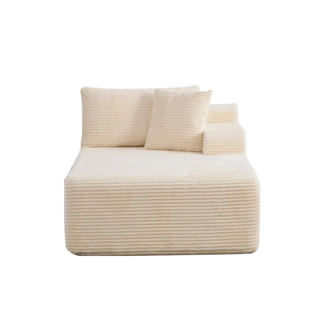 Divano compatto, divano modulare, tessuto chenille, schiuma ad alta elasticità 30D, base antiscivolo, 1 posto, bianco avorio