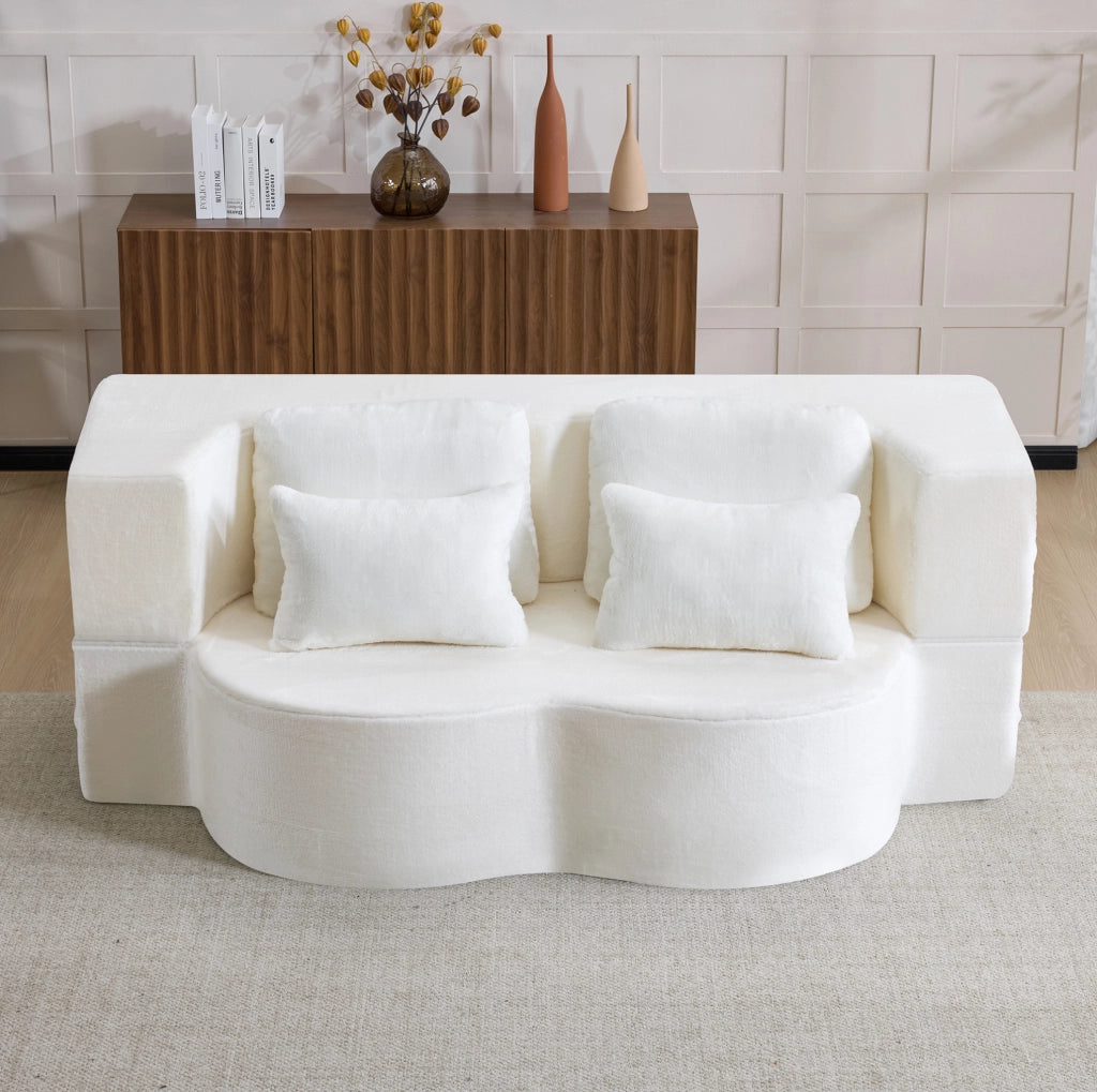 Futon pieghevole modulare in schiuma e molle; bianco