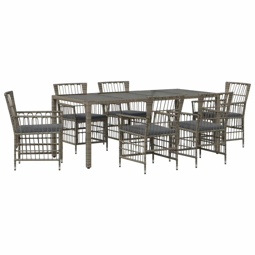 Set da pranzo per esterni 7 pz Grigio polyrattan 3448942