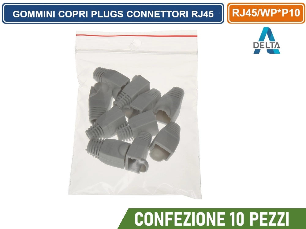 CONFEZIONE 10 PEZZI GOMMINI COPRI PLUGS CONNETTORI RJ-45 COLORE GRIGIO