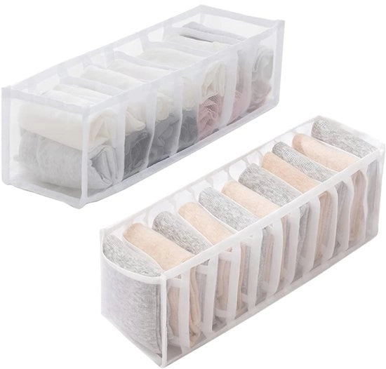 Organizzatore per calze e sottovesti 2 pezzi, con 11+7 raccordi (bianco)