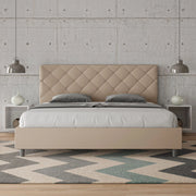 Letto imbottito Matrimoniale 190x200 cm Priya - Similpelle,Tortora,Contenitore