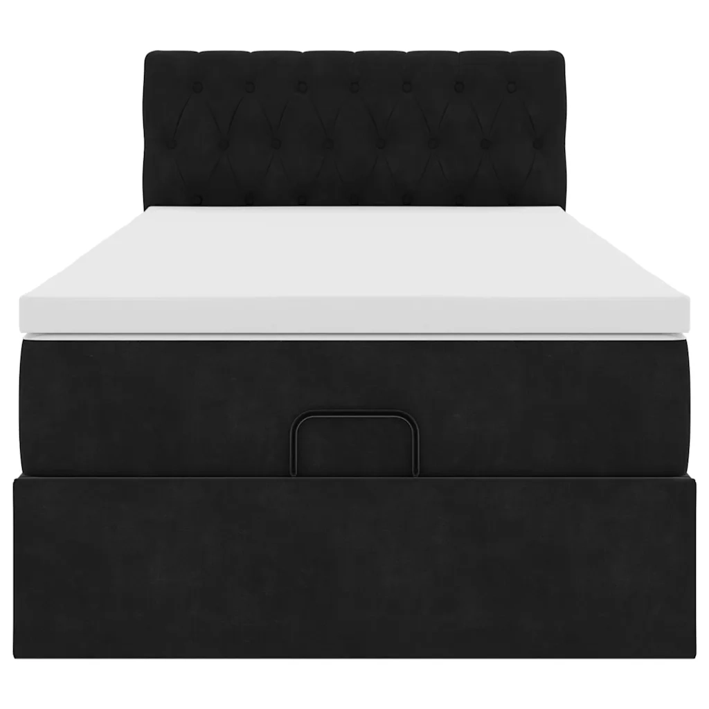 Pouf Letto con Materasso e LED Nero 80x200cm in Velluto