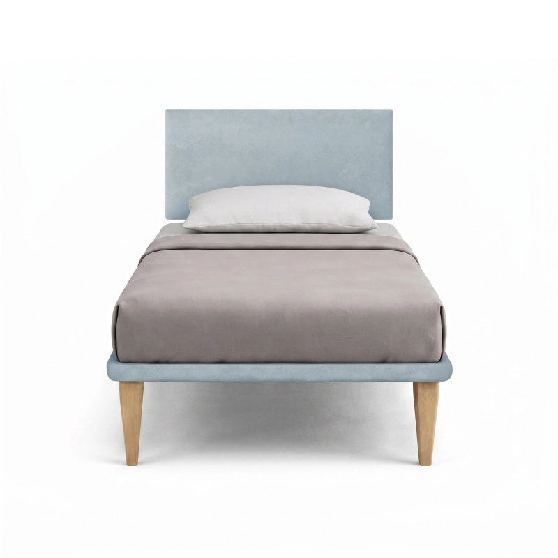 Letto imbottito Singolo 80x200 cm Flat - Con rete,Microfibra,Azzurro
