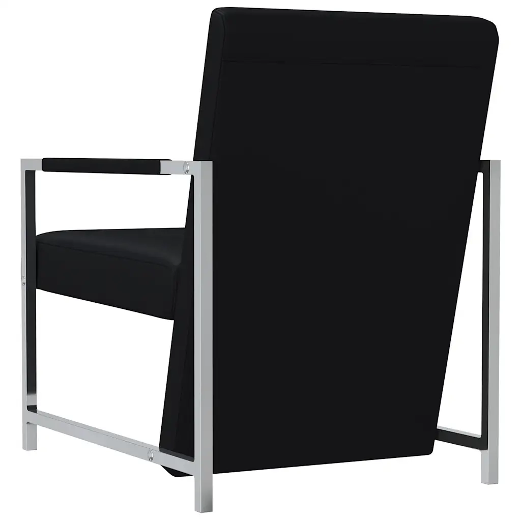 Poltrona con Gambe Cromate Nera in Similpelle 241006
