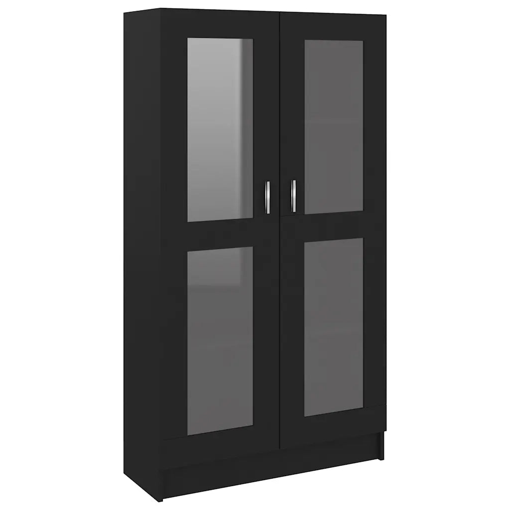 Armadietto con Vetrina Nero 82,5x30,5x150 cm Legno Multistrato 802760