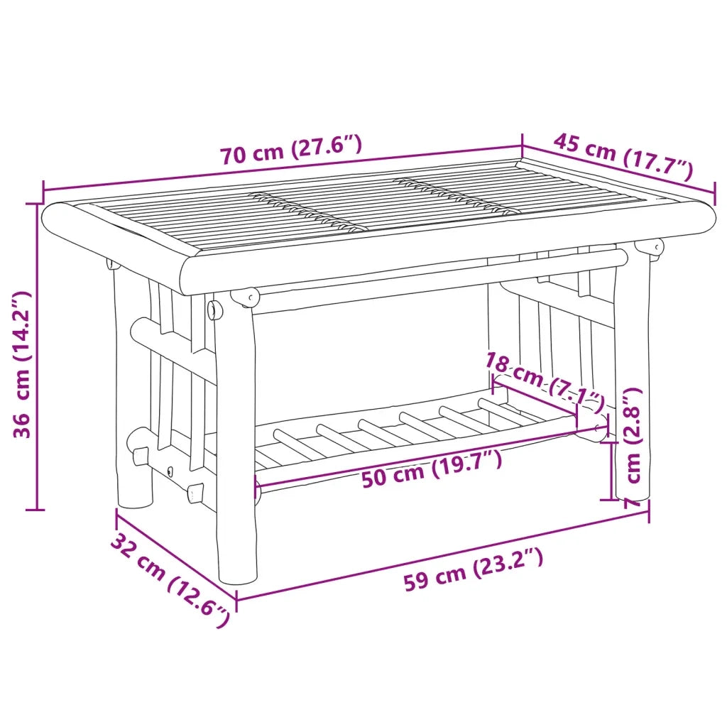 Tavolino da salotto | Tavolino da caff¨¨ | Tavolino da Soggiorno 70x45x36 cm in Bamb¨´