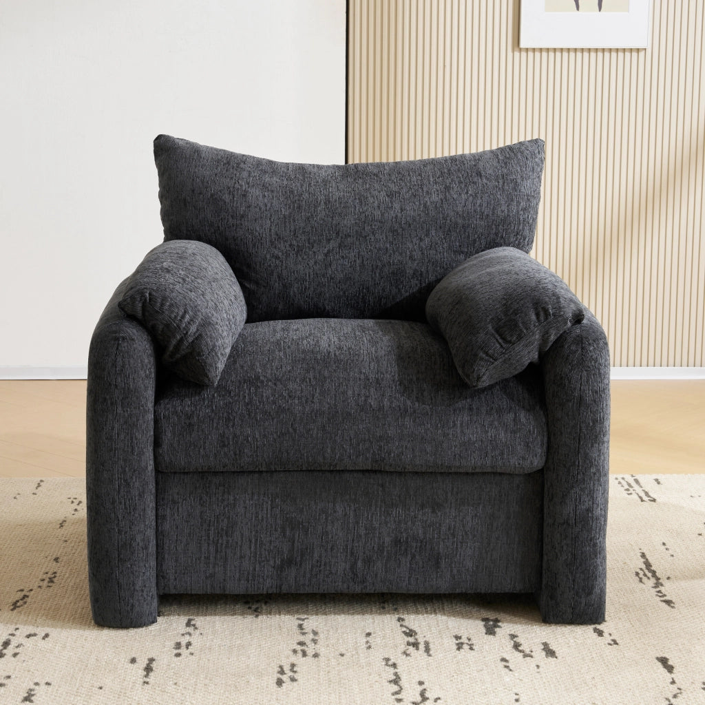 Poltrona in chenille grigia 96x82x84 cm con imbottitura ad alta elasticità