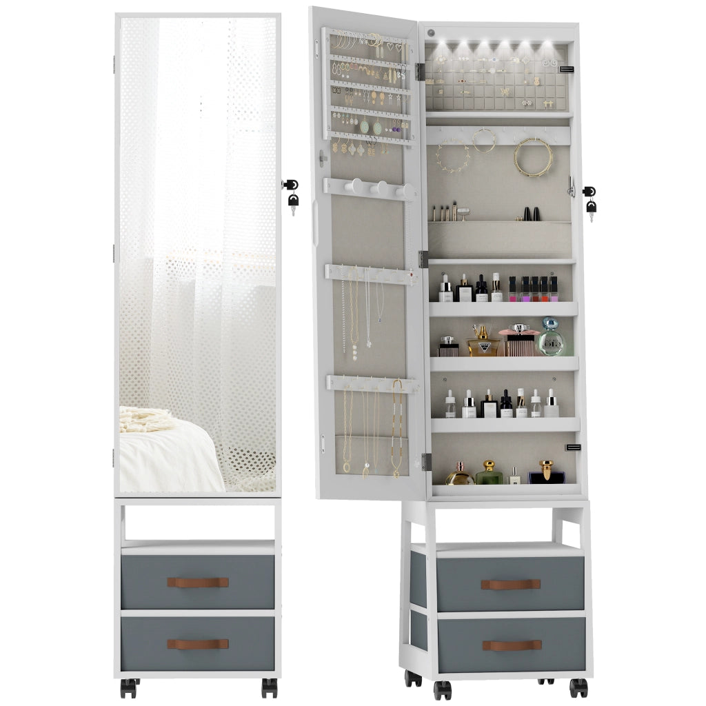 Cassettiera con Specchio e Luci LED ¨C Minimal ¨C Bianco
