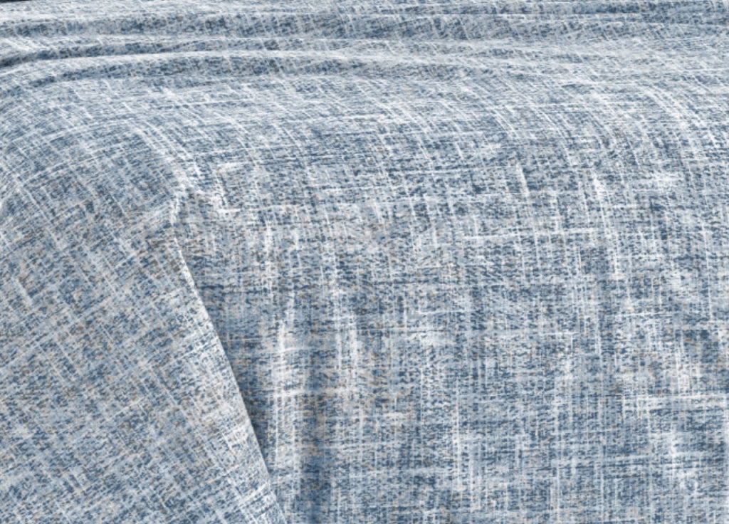 Completo Lenzuola Letto 100% Cotone Made In Italy Disegno Canva - Piazza e Mezza - Blu