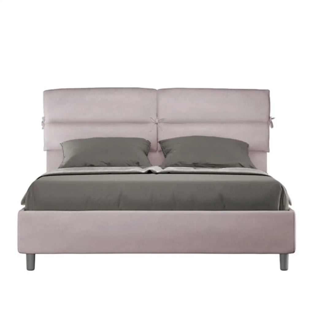 Letto matrimoniale senza rete imbottito 160x190 microfibra glicine Nandy