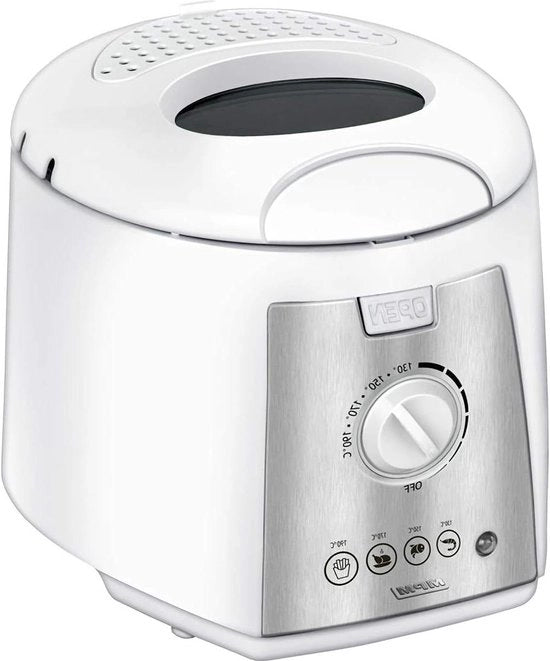 Friteuse elettrica compatta 15 l contenitore rimovibile e lavabile con trattamento antiaderente regolatore fino a 190 °C BPA-free 1100 W bianco