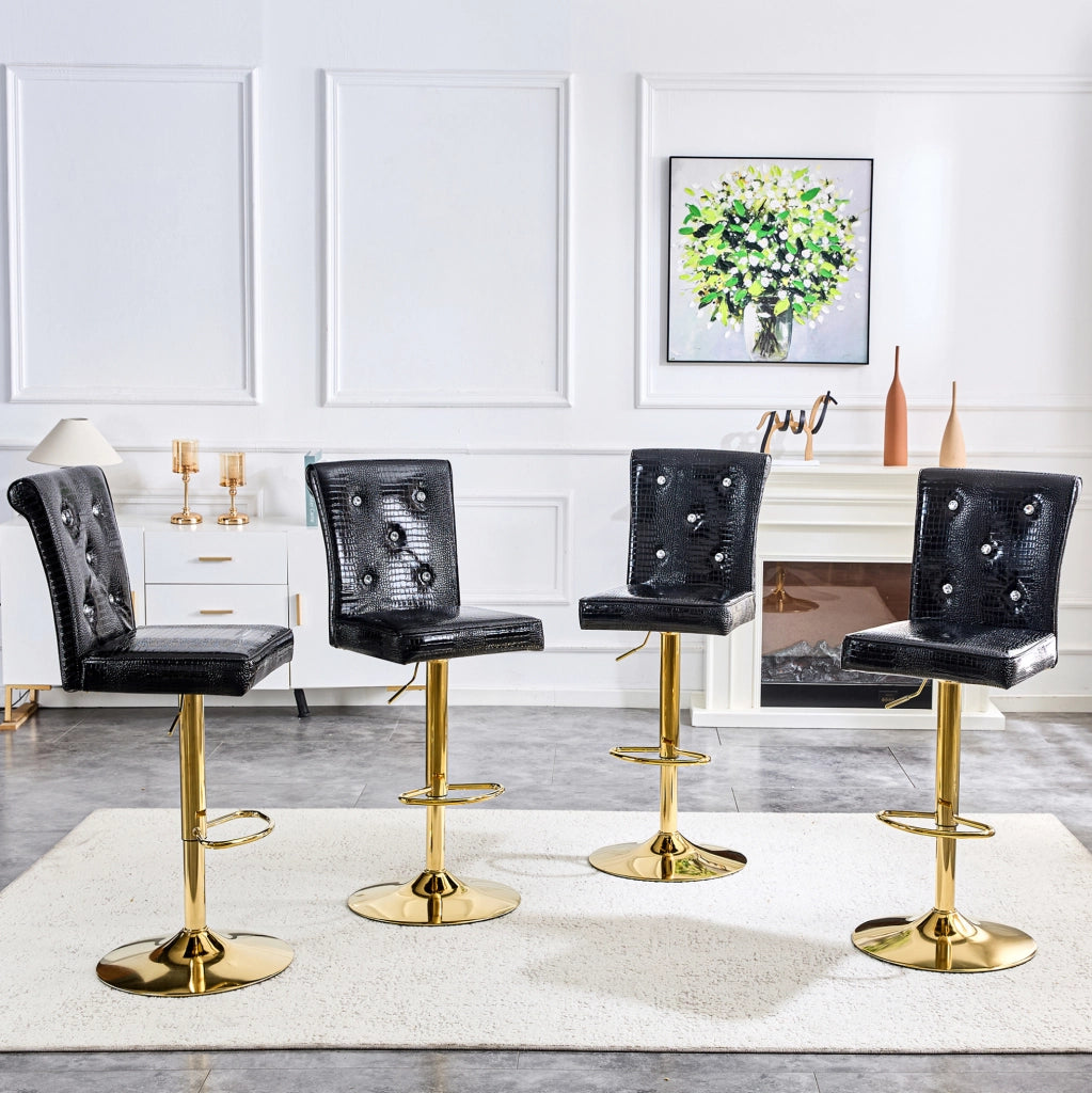 Set di 2 sgabelli da bar neri in PVC effetto alligatore