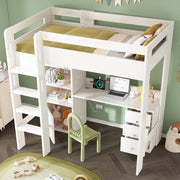 Letto a soppalco con scrivania integrata 90x200 cm bianco