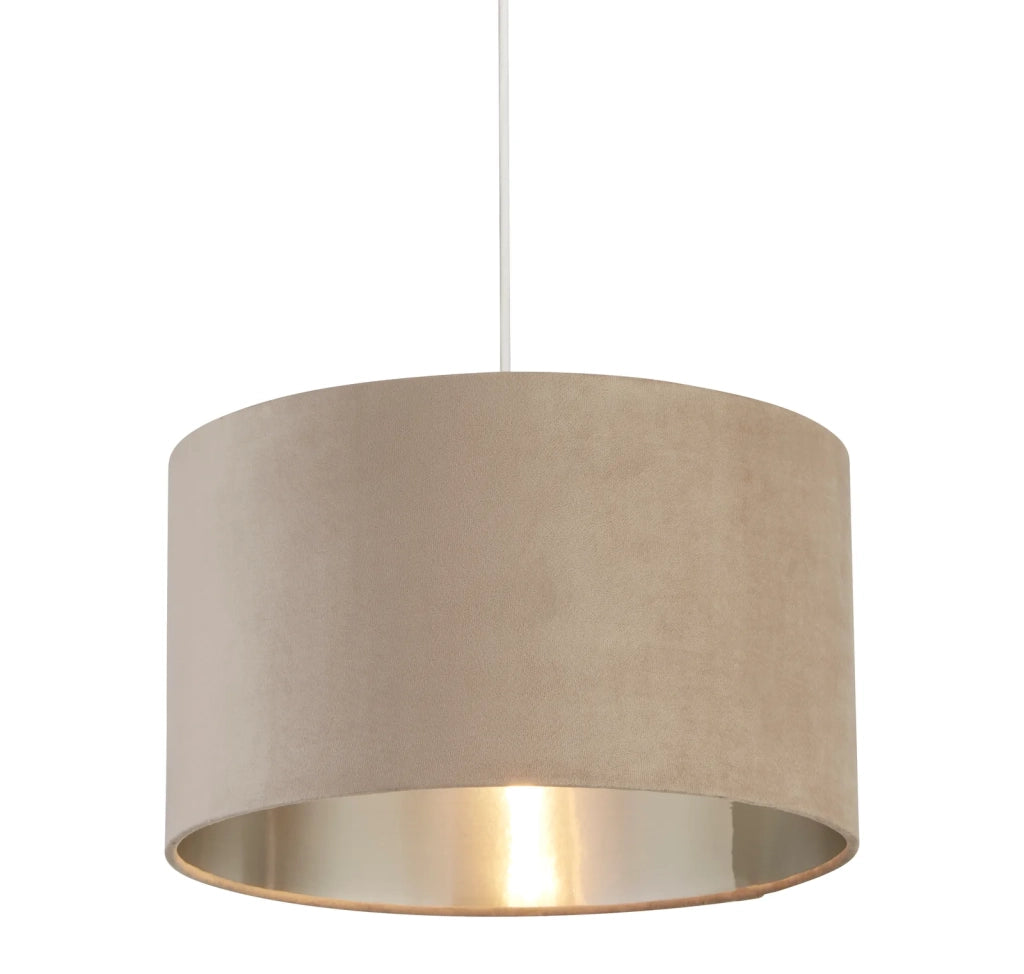 Paralume Contemporaneo Tamburo Tessuto Argento Tortora 1 Luce D38Cm