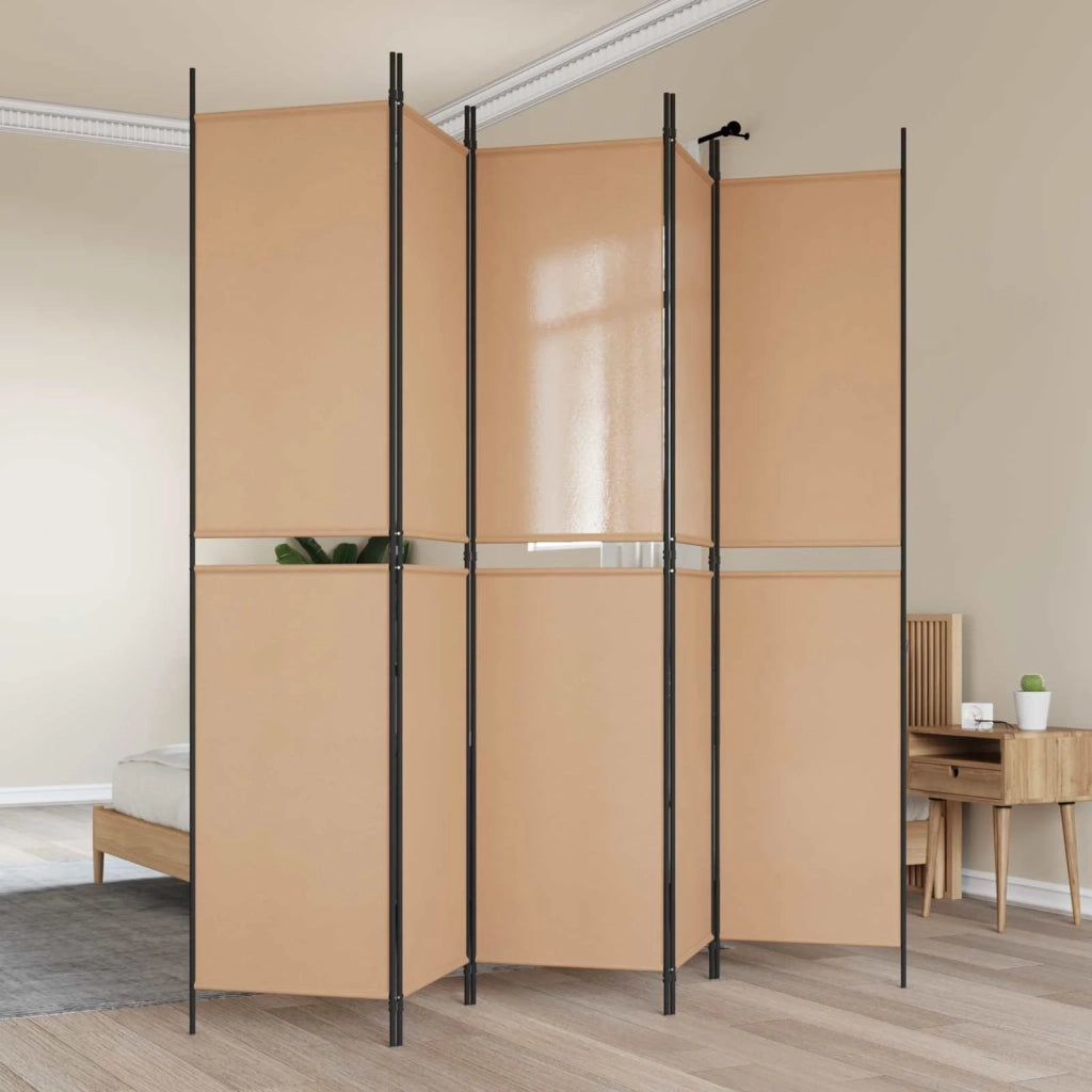 Divisorio Ambienti | Pannello Separatore a 5 Pannelli Beige 250 x 220 cm Tessuto