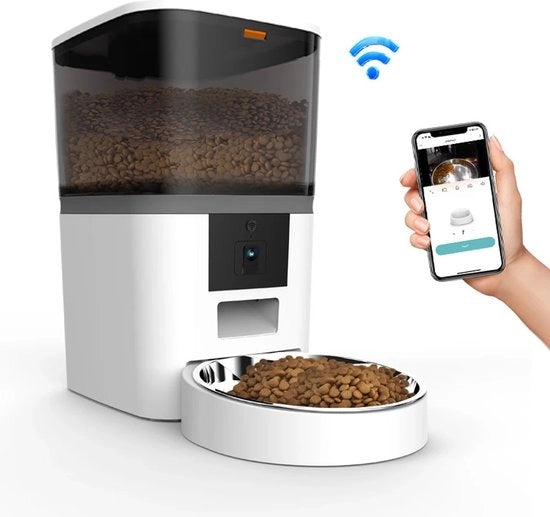 Automatizzatore di Cibo per Animali - Piccoli Gatti e Cani - 4 L - Bianco