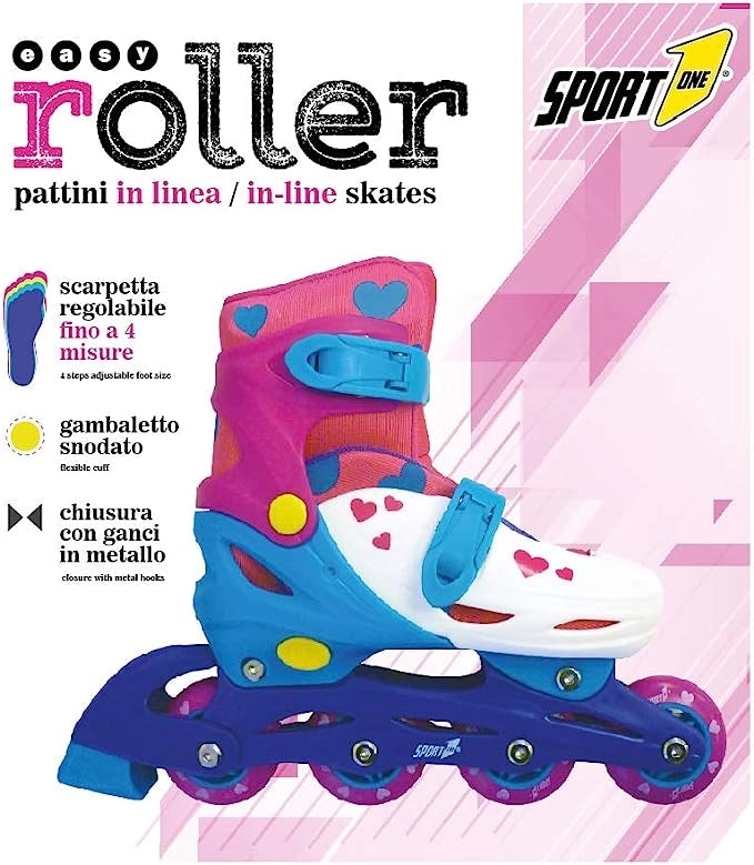 Pattini a rotelle in linea bambina donna Pattini in linea bambino bambina 4 ruote rotelle adulto (EASY ROLLER ROSA 31-34