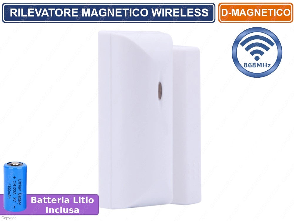 RILEVATORE SENSORE MAGNETICO PORTE FINESTRE WIRELESS E CABLATO 868 MHZ BIANCO