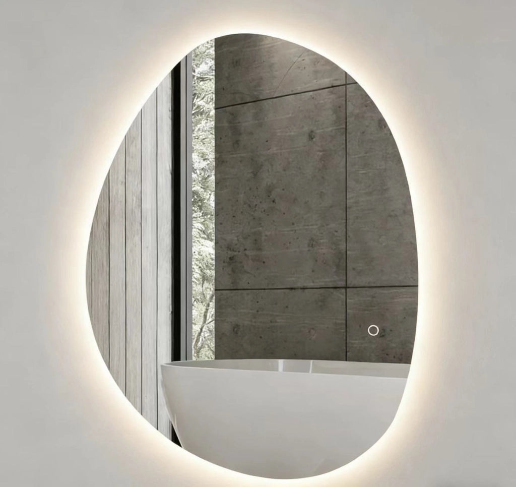 Specchio bagno LED 80x5x60 cm in vetro temperato argentato antiappannamento