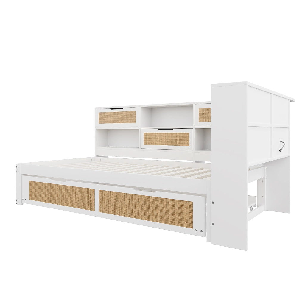 LETTO Multifunzionale 90x200 cm con letto estraibile, legno, bianco