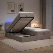 Letto Ottomano con Materasso e LED Tortora 180 x 200 cm Tessuto 3457277