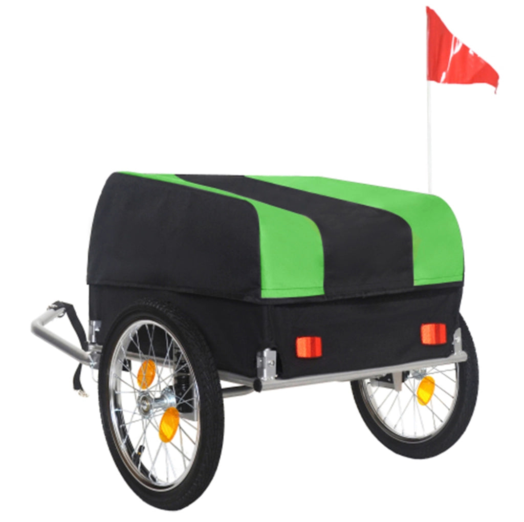 Rimorchio da bicicletta 69x48x34 cm verde acciaio; pieghevole