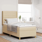 Letto a molle con materasso Crema 80 x 200 cm Tessuto