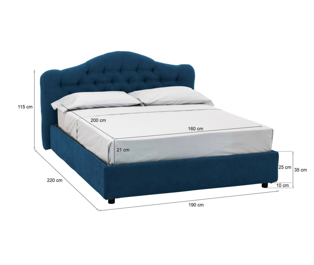 Letto Matrimoniale Alfer, Letto Matrimoniale Materasso Incluso Made in Italy, blu